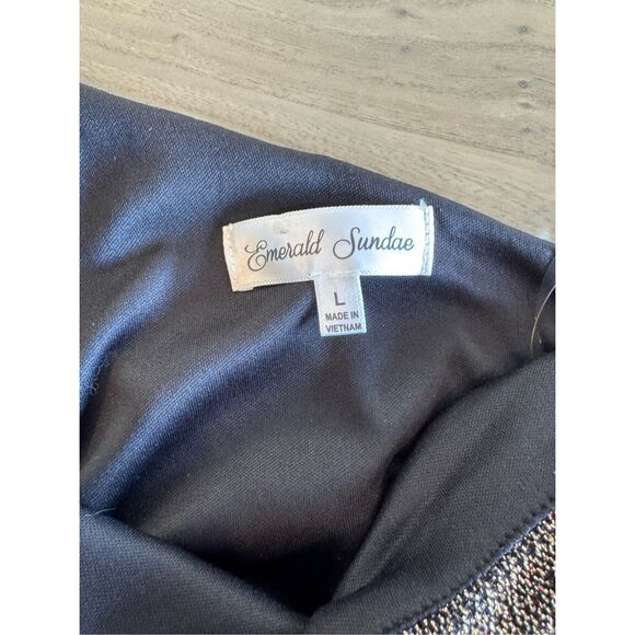 Emerald Sundae Metallic Black One Shoulder Dress Large Juniors Sparkle Bodycon - Picture 6 of 7